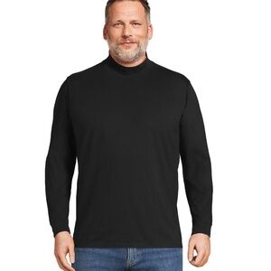 Lands' End Mens Long Sleeve Super-T Mockneck Black Tall XL